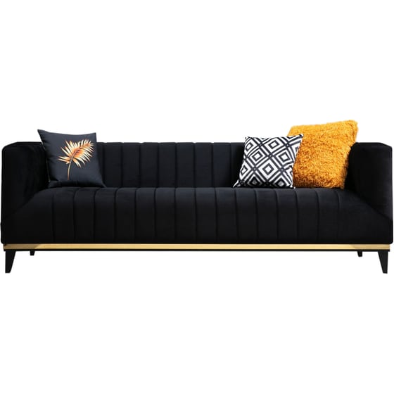Τριθέσιος Καναπές 24Mall Abellare 222x89 cm - Μαύρο image 0
