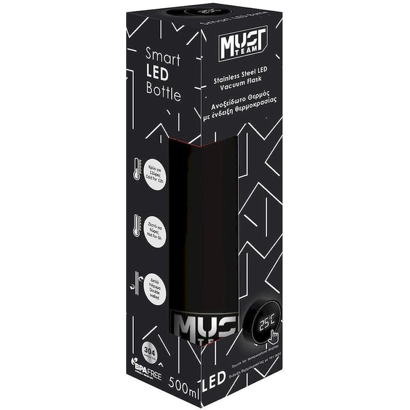Θερμός LED Must Team Μαύρο 500 ml