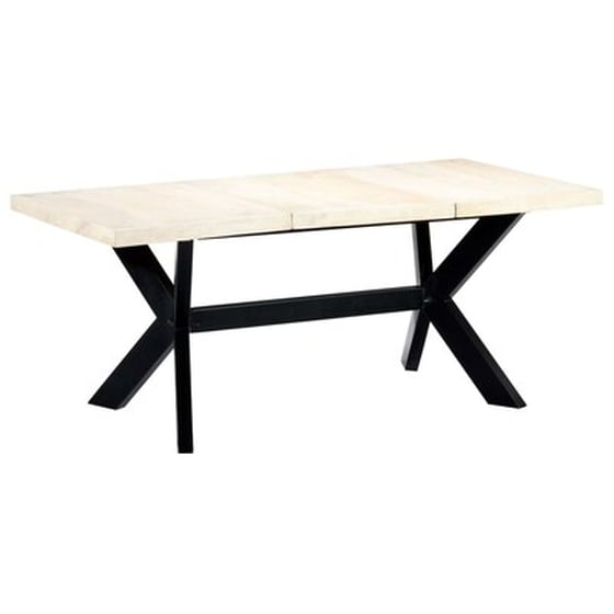 Τραπεζαρία Vidaxl από Μασίφ Ξύλο Μάνγκο 180x90x75 cm - Λευκή/Μαύρή image 1
