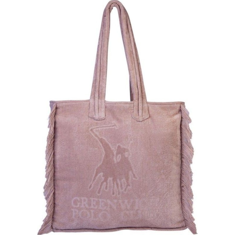 GREENWICH POLO CLUB Τσάντα Παραλίας Greenwich Polo Club Με Κρόσσια Ροζ