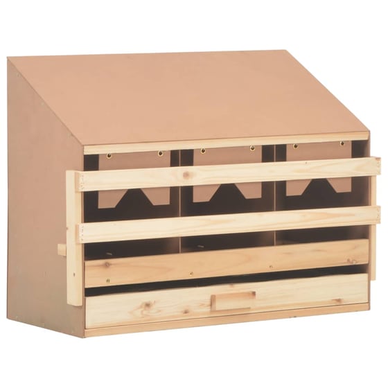 Vidaxl Φωλιά Για Κότες Με 3 Θέσεις 72x33x38 Εκ. Από Μασίφ Ξύλο Πεύκου image 1