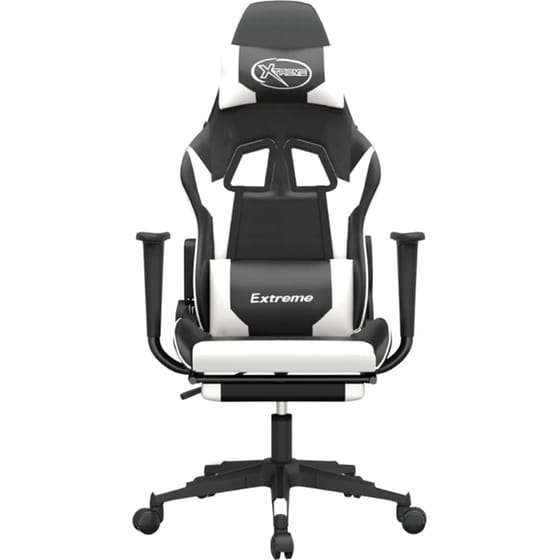 Καρέκλα Gaming VIDAXL 345462 με Υποπόδιο από Τεχνητό Δέρμα - Μαύρο image 2