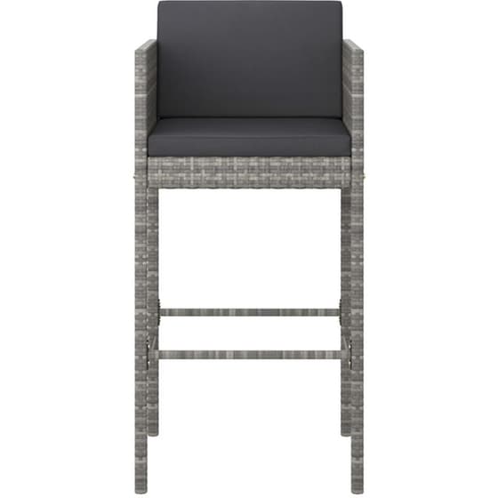 Σκαμπό Κήπου VidaXL με Μαξιλάρια από Ρατάν 50x48x100 cm 4 Τμχ - Γκρι image 3