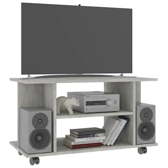 Vidaxl Έπιπλο Tv Με Ρόδες Γκρι Σκυροδέματος 80x40x40 Εκ. Μοριοσανίδα image 3