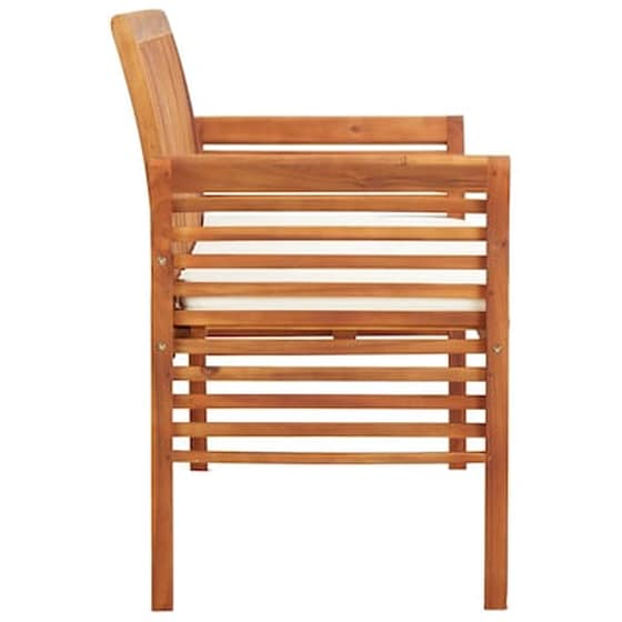 Παγκάκι Κήπου VidaXL Τριθέσιο με Μαξιλάρι από Μασίφ Ξύλο Ακακίας 150x60x90 cm - Καφέ image 3