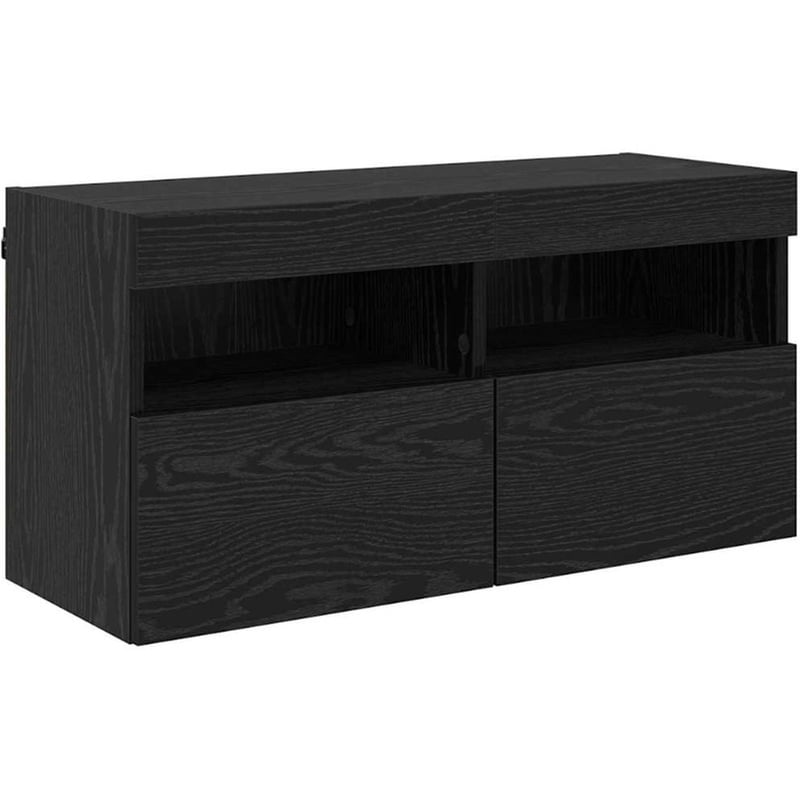 Έπιπλο Τηλεόρασης VidaXL Επιτοίχιο με LED 80 x 30 x 40 cm - Μαύρη Οξιά