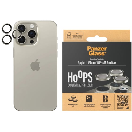 Προστατευτικό καμερών Apple iPhone 15 Pro/15 Pro Max - PanzerGlass Hoops Camera Lens Protector - Natural Metal image 1
