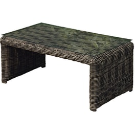 Τραπέζι Εξωτερικού Χώρου Woodwell Round Wicker από Ρατάν/Γυαλί 100x50x45 cm - Καφέ/Γκρι