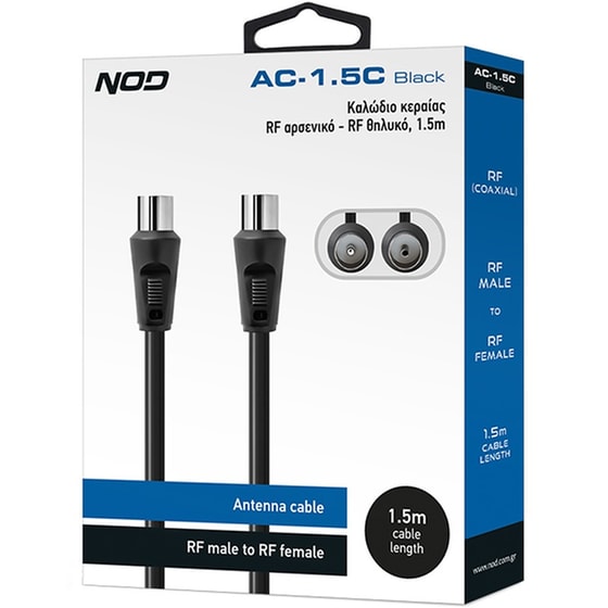 NOD Καλώδιο Κεραίας AC-1.5C BLACK 1x RF Male σε 1x RF Female 1.50 m Μαύρο image 3