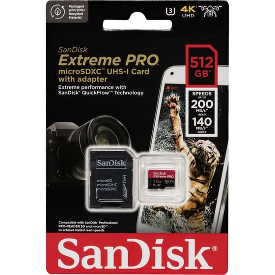 Sandisk Extreme Pro microSDXC 512GB Class 10 U3 V30 A2 UHS-I 200MB/s image 2