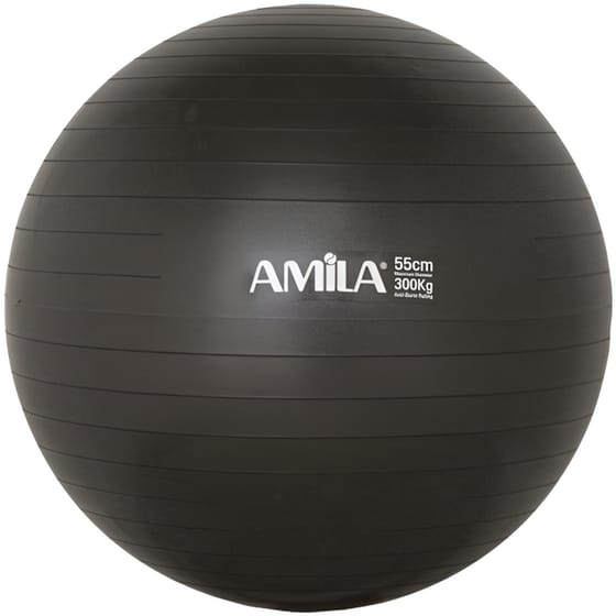 Μπάλα Γυμναστικής Amila Κατάλληλη για Pilates 0.95 kg 55 cm από PVC - Μαύρο image 0