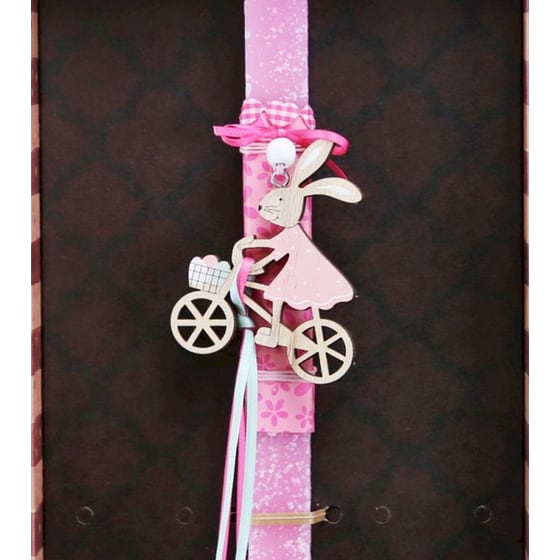 Λαμπάδα Synchronia Κουνέλι σε Ποδήλατο - Ροζ image 1