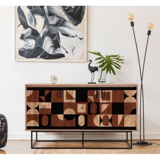 Μπουφές 24Mall Quattro Atlantic Pine από Μοριοσανίδα/Μέταλλο 140x40x80 cm - Καφέ/Μαύρος image 2
