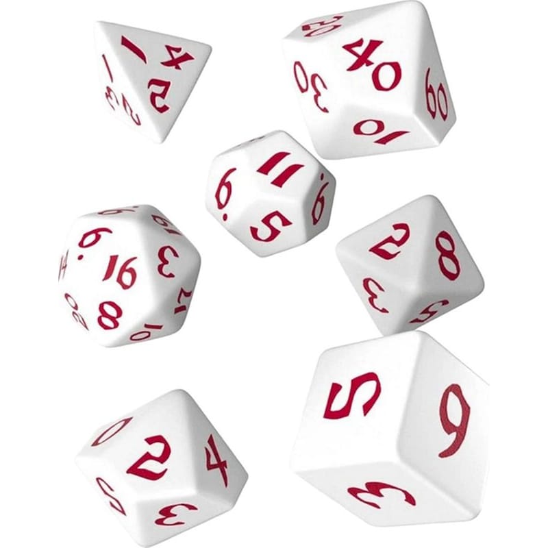 Q-WORKSHOP Σετ Ζάρια - Classic Runic Dice Set - White And Red