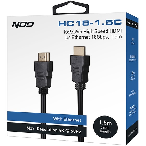 NOD Καλώδιο HDMI HC18-1.5C 1x HDMI Male σε 1x HDMI Male 1.50 m Μαύρο image 2