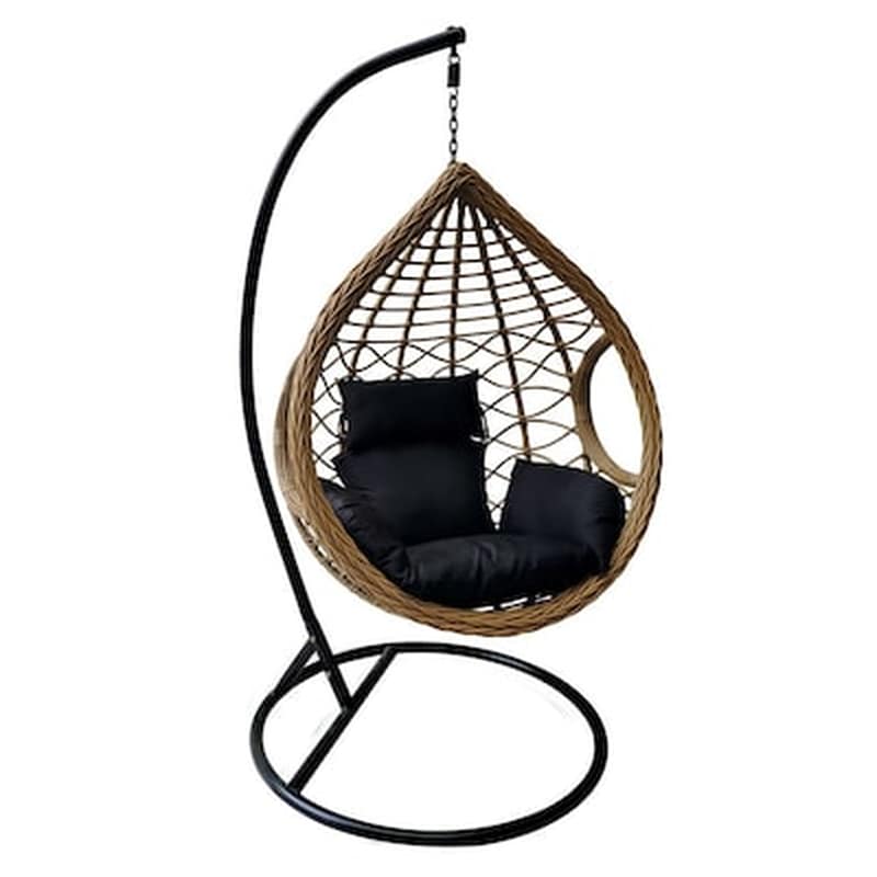 Πολυθρονα Κρεμαστη Μεταλλικη Μαυρη - Wicker Φυσικο Πλάτος:105cm X Ύψος:197cm