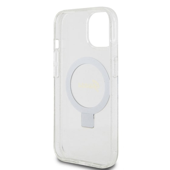 Θήκη Apple iPhone 15 - Guess Magsafe Ring Stand Glitter Hard Case Script Logo - Διάφανο image 2