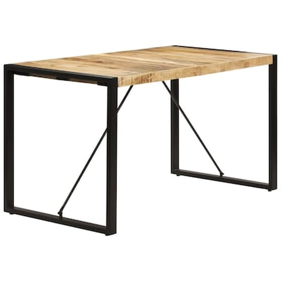Τραπεζαρία Vidaxl από Μασίφ Ξύλο Μάνγκο 140x70x75 cm - Μαύρο/Καφέ image 4