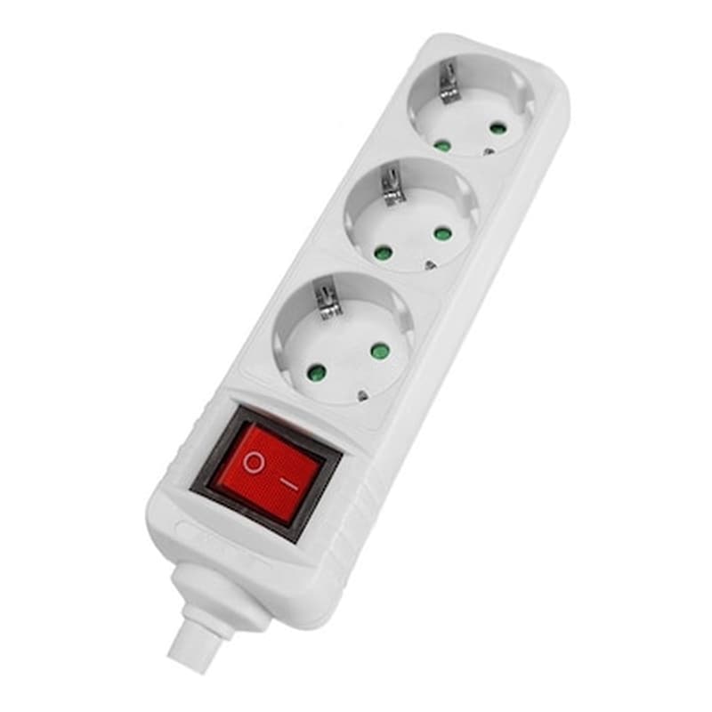 Πολύπριζο Powertech Rewirable Pt-885 3 Θέσεων - Λευκό