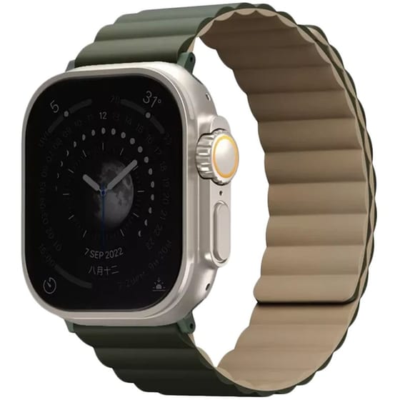 Μαγνητικό Λουράκι Uniq Revix για Apple Watch 49/45/44/42mm - Green/Tan image 0