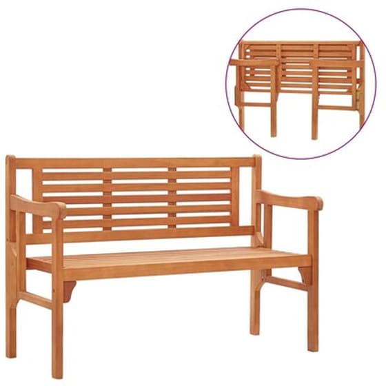 Παγκάκι Κήπου VidaXL Πτυσσόμενο από Μασίφ Ξύλο Ευκαλύπτου 120x53x81 cm - Κάφε image 1