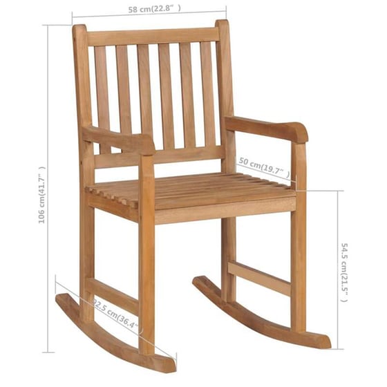 Κουνιστή Πολυθρόνα VidaXL από Μασίφ Ξύλο Teak με Taupe Μαξιλάρι - Καφέ image 9