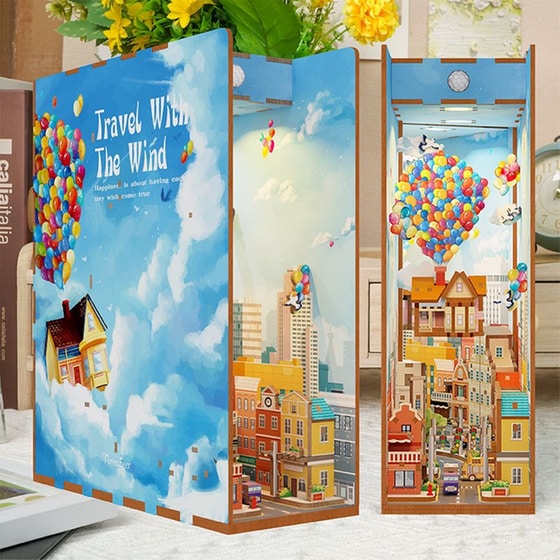 DIY 3D Puzzle Book Nook Kit Βιβλιοστάτης - Travel With The Wind image 5