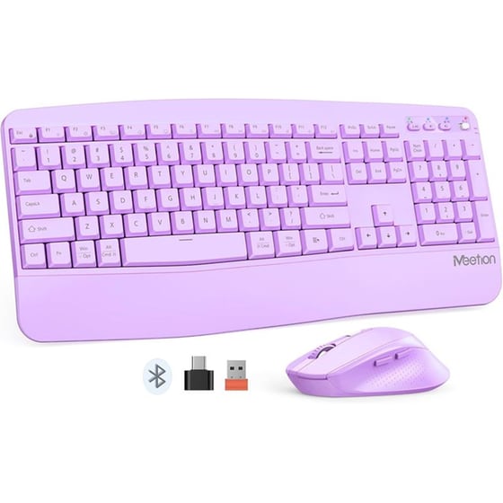 Meetion DirectorA Εργονομικό Combo Σετ Ασύρματο Πληκτρολόγιο & Ποντίκι Μωβ image 0