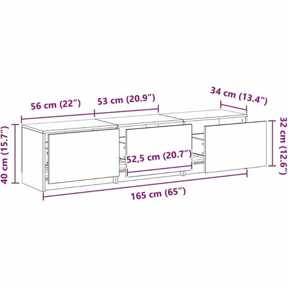 Έπιπλο Τηλεόρασης VidaXL με LED 165 x 34 x 40 cm - Μαύρη Δρυς image 10