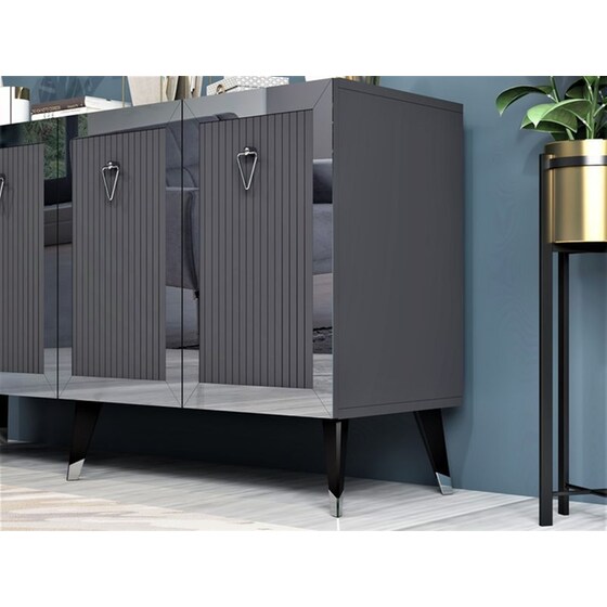 Μπουφές 24Mall Barto από Μοριοσανίδα 150x80x40 cm - Ανθρακί/Ασημί image 3