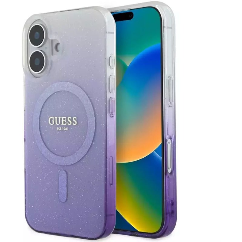 Θήκη Apple Iphone 16 - Guess glitter Gradient - Μωβ
