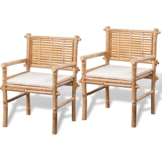Vidaxl Σετ Επίπλων Bistro 3 Τεμαχίων Από Μπαμπού Με Μαξιλάρια image 3