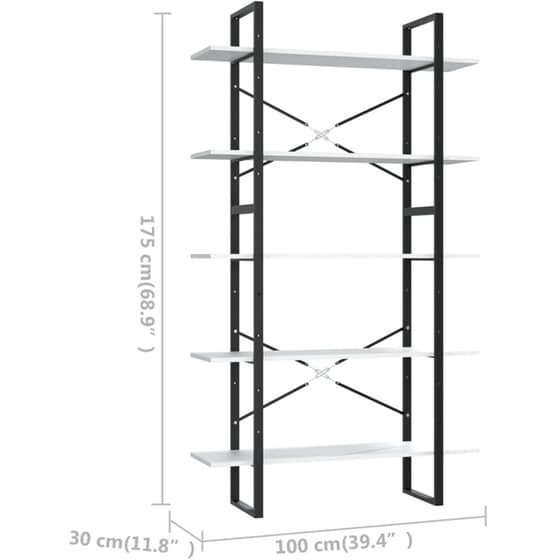 Βιβλιοθήκη VidaXL από Μέταλλο 100x30x105 cm - Λευκό image 5