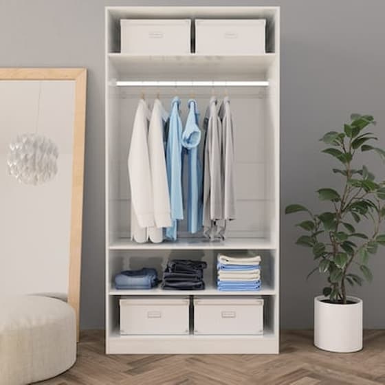 Vidaxl Ντουλάπα Γυαλιστερό Λευκό 100 X 50 X 200 Εκ. Από Μοριοσανίδα image 3