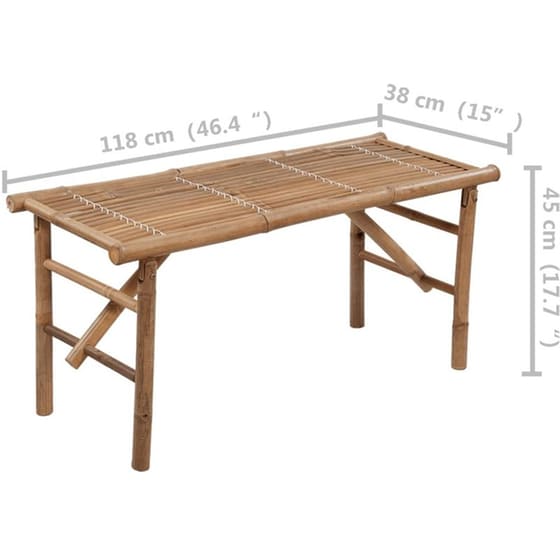Παγκάκι Κήπου VidaXL με Μαξιλάρι από Μπαμπού 118x38x45 cm - Καφέ/Πράσινο image 7