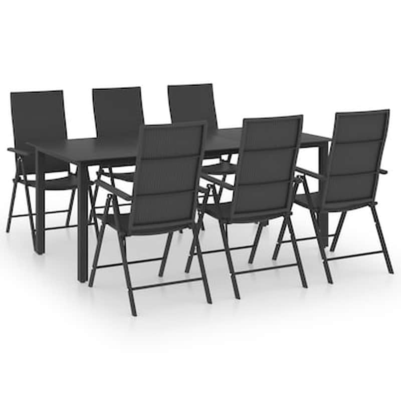 Vidaxl Σετ Τραπεζαρίας Κήπου 7 Τεμαχίων Μαύρο VIDAXL
