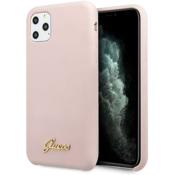 Guess “vintage Script Gold Logo Collection” Σκληρή Θήκη Προστασίας Από Σιλικόνη – Apple Iphone 11 Pro (ροζ) image 4
