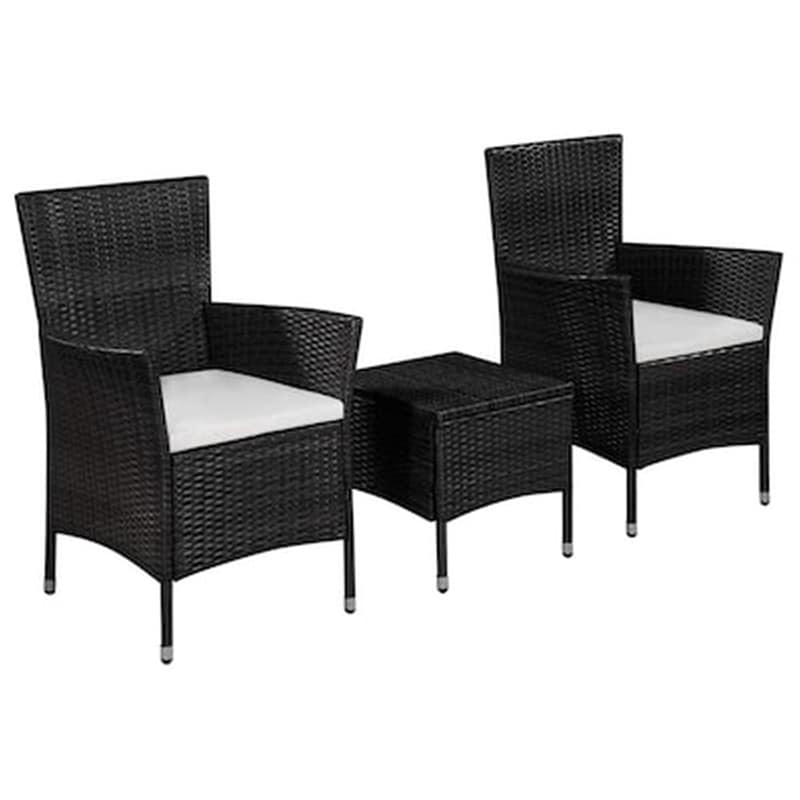 Σετ Επίπλων Vidaxl 3 Τμχ Μαύρο Από Συνθετικό Ρατάν