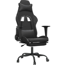 Καρέκλα Gaming VIDAXL 3143661 με Υποπόδιο από Τεχνητό Δέρμα - Μαύρη