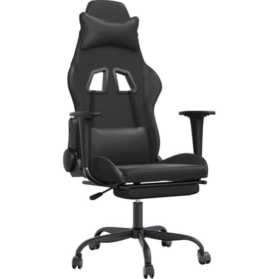Καρέκλα Gaming VIDAXL 3143661 με Υποπόδιο από Τεχνητό Δέρμα - Μαύρη image 0