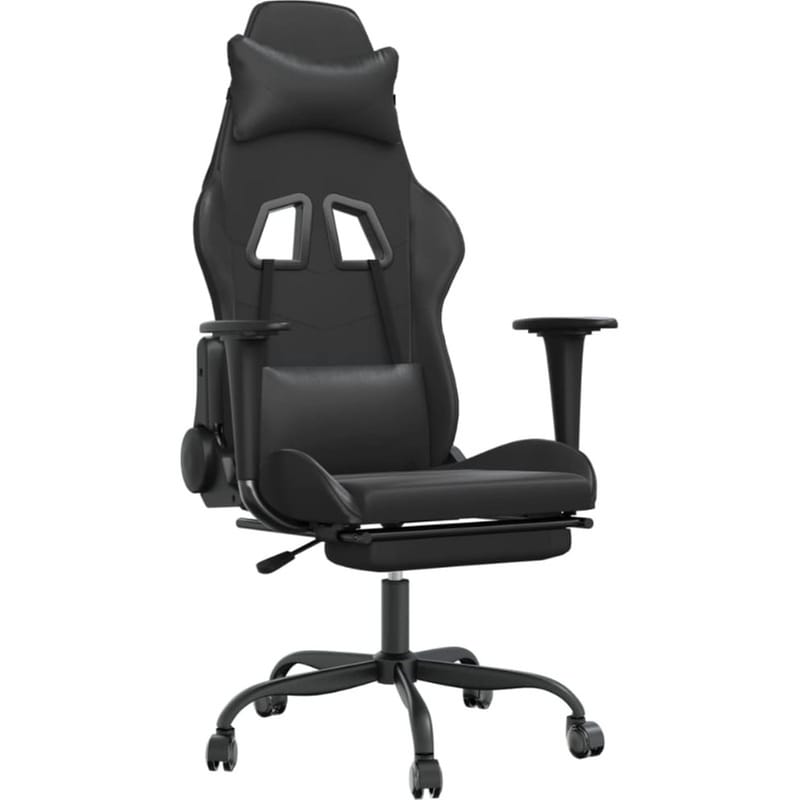 Καρέκλα Gaming VIDAXL 3143661 με Υποπόδιο από Τεχνητό Δέρμα - Μαύρη