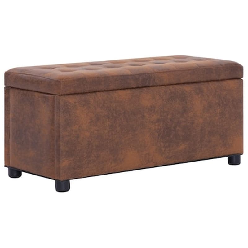 Σκαμπό Σαλονιού Ταμπουρέ Vidaxl Συνθετικό Καστόρι Με Αποθηκευτικό Χώρο - Καφέ