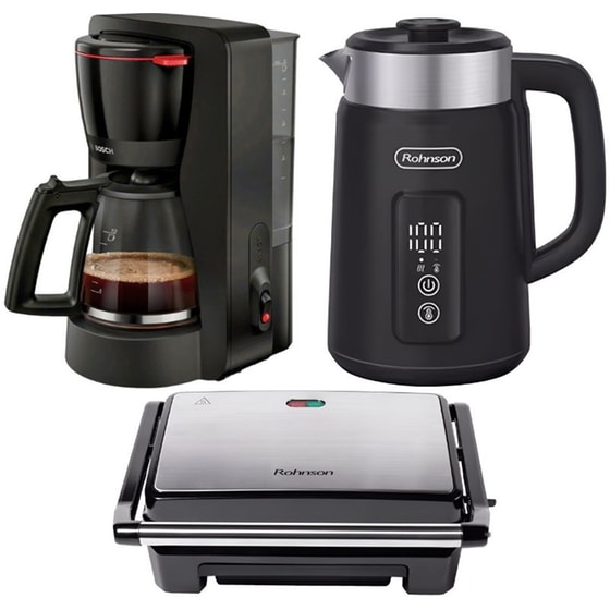 Σετ Καφετιέρα Φίλτρου 1.4L Bosch TKA2M113 & Βραστήρας Rohnson R7800 & Τοστιέρα - Γκριλιέρα R 2105 image 0