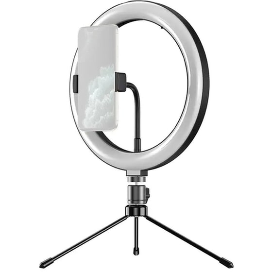 Apexel APL-FL10JJ13Y Φωτιστικό Δαχτυλίδι LED με Μίνι Τρίποδα Φ26cm image 0