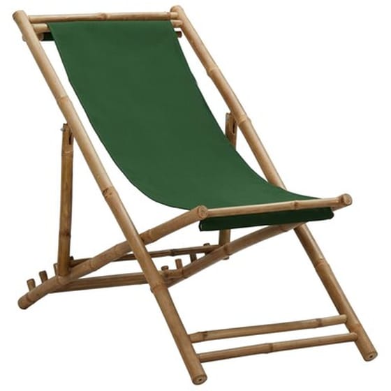 Σεζλόνγκ VidaXL Πτυσσόμενη από Μπαμπού/Καραβόπανο 60x108-123x62-93 cm - Πράσινο image 0