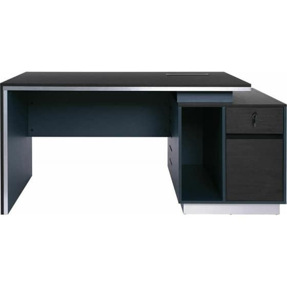 Γραφείο με Συρτάρια Woodwell από MDF 180x80cm Μαύρο image 1