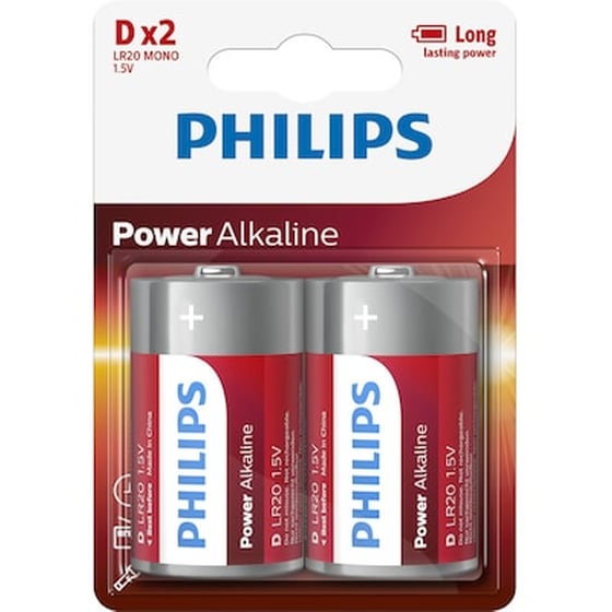 Philips Αλκαλικές Μπαταρίες Υψηλής Απόδοσης Lr20p2b D 1.5V 2τμχ image 0