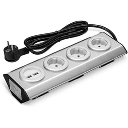 Πολύπριζο Ασφαλείας Navaris Kitchen 3 θέσεων & 2x Usb 1.5m - Ασημί