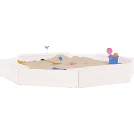 VidaXL Αμμοδόχος με Καθίσματα Οκτάγωνη 159.5x159.5x20cm Ξύλινη - Λευκό