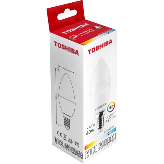 Λάμπα LED Toshiba C37 E14 4.7W 6500K - Ψυχρό Λευκό image 1
